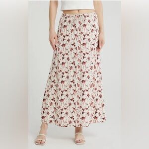 Melrose and Market Drawstring Trumpet Skirt Maxi - White/Wine/Pink - Medium